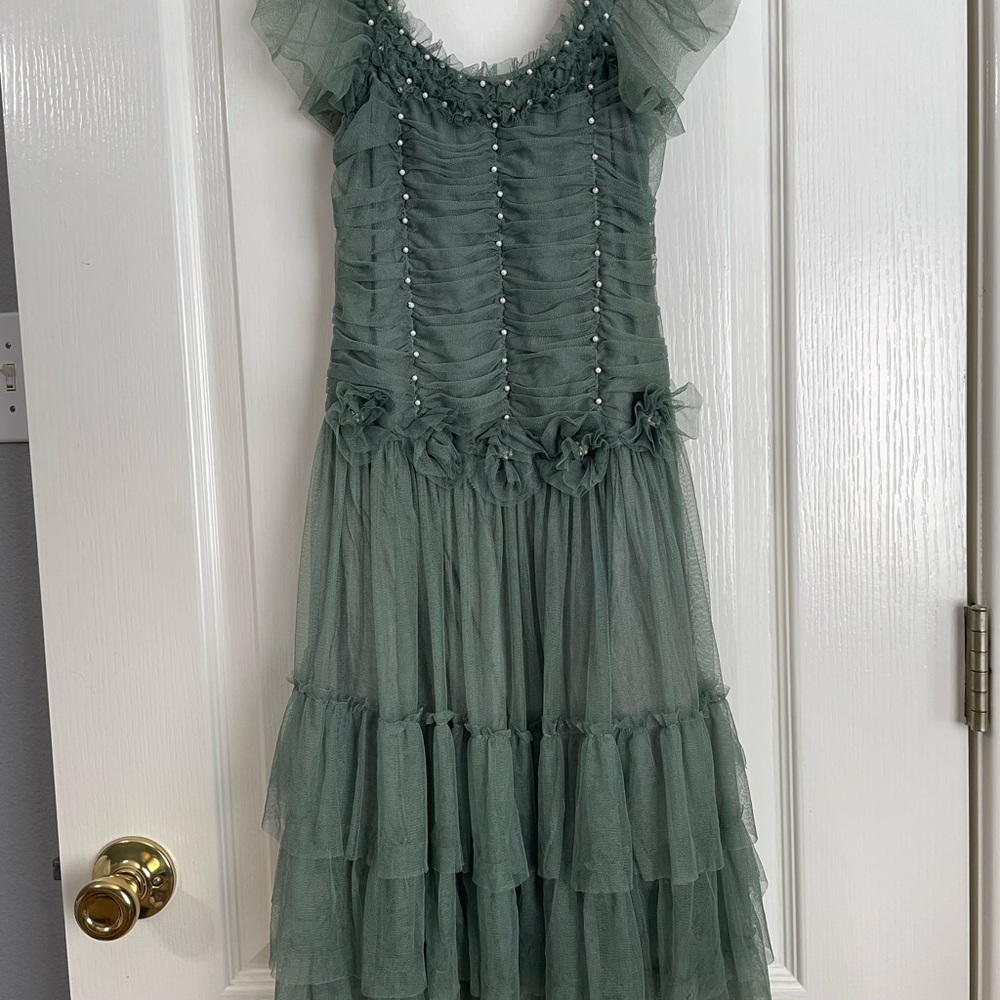 Green Ruffled Kids dress